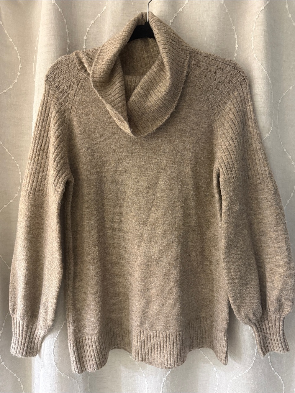 BE COOL Beige Cowl Neck Knit Sweater